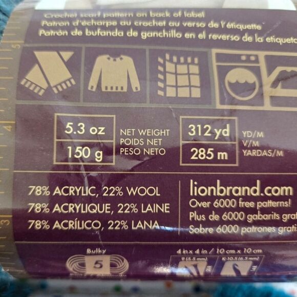 Lion Brand Scarfie Yarn 3 Colors: Teal/Silver, Charcoal/ Aqua & Oxford/ Claret - Picture 6 of 9